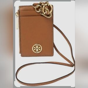Tory Burch Tan Lanyard Card Holder Wallet